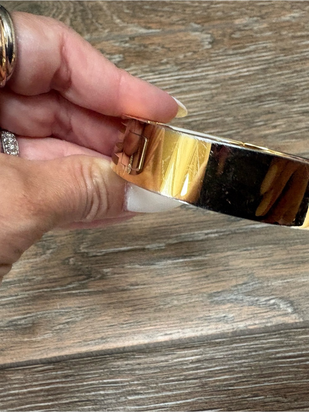 Tory Burch Gold Toned Hinged FitBit Bangle Bracelet - Picture 7 of 7